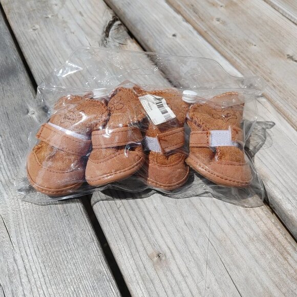 ACL Dog Shoes Booties Winter Boots Faux Suede Moccasins Style Adjustable… - Picture 1 of 4